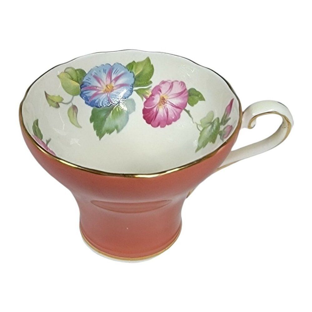 Vintage Aynsley Teacup Rust Orange Morning Glory Corset Cup Only